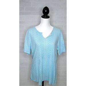 Talbots Plus Women's Top‎ Size X1 Teal Smocked Short Sleeve